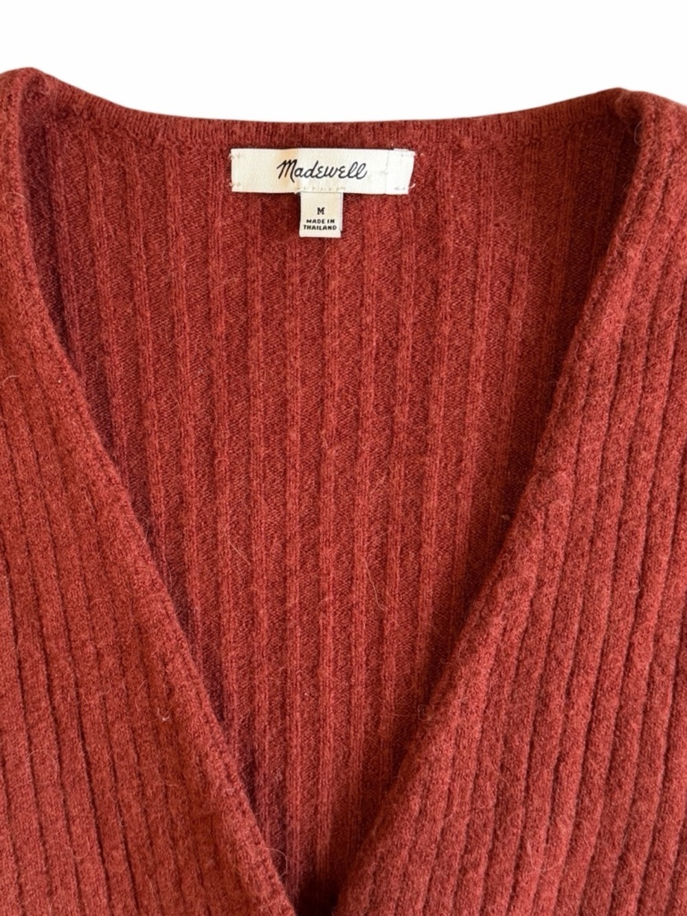 Madewell Cameron Ribbed Cardigan Sweater in Coziest Yarn Rust Size M #2138 - Picture 7 of 8